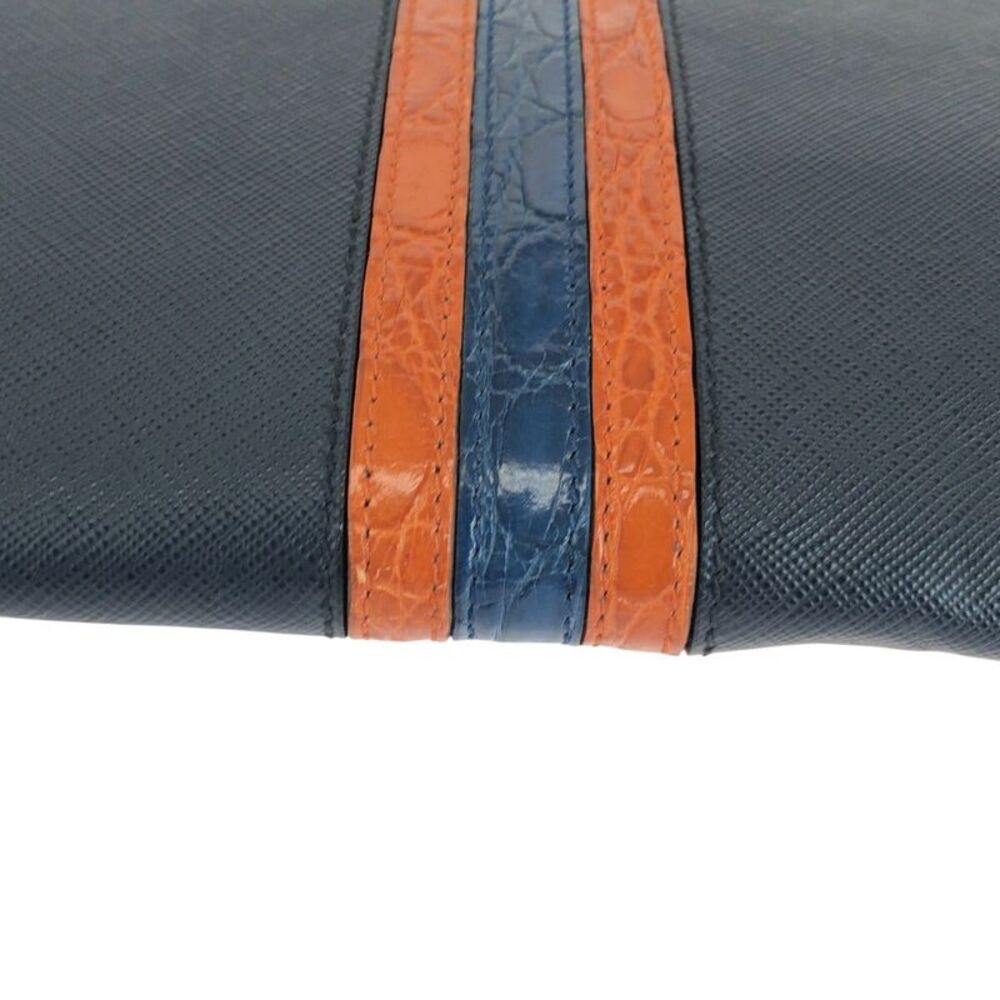 Prada Saffiano Crocodile Logo Leather Clutch - Picture 8 of 10
